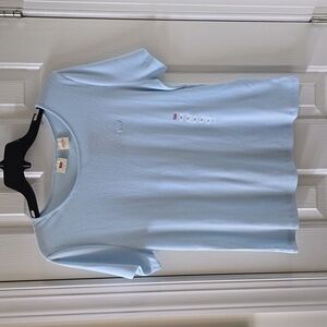 LEVIS SIGNATURE WOMEN'S LIGHT BLUE RIBBED SUMMER SHORT SLEEVE TEE-SHIRT XL